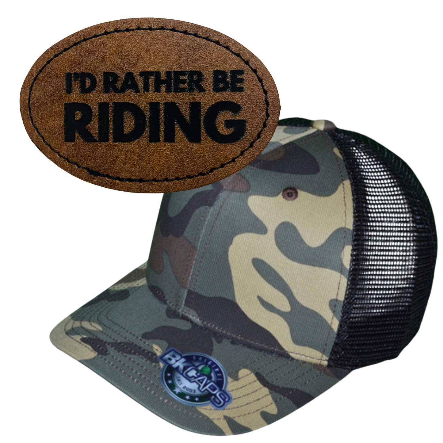 I'D RATHER BE RIDING LEATHER PATCH HAT
