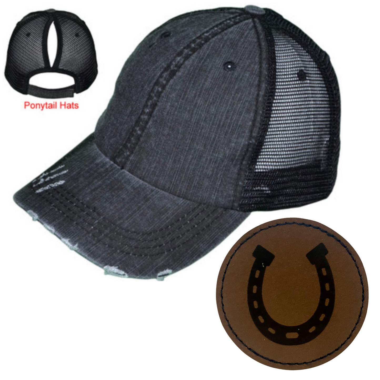 HORSE SHOE LEATHER PATCH HAT