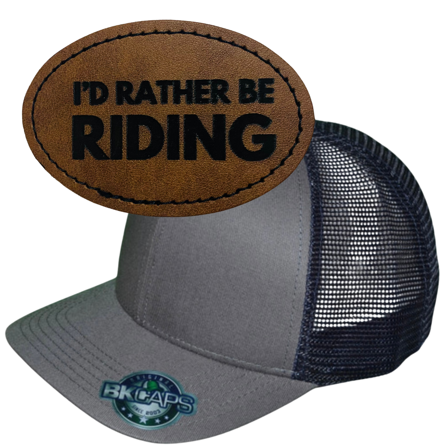 I'D RATHER BE RIDING LEATHER PATCH HAT