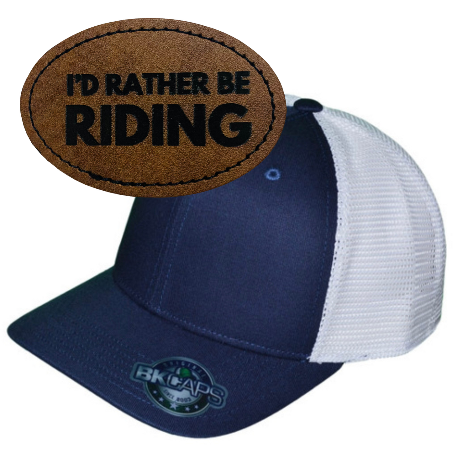 I'D RATHER BE RIDING LEATHER PATCH HAT
