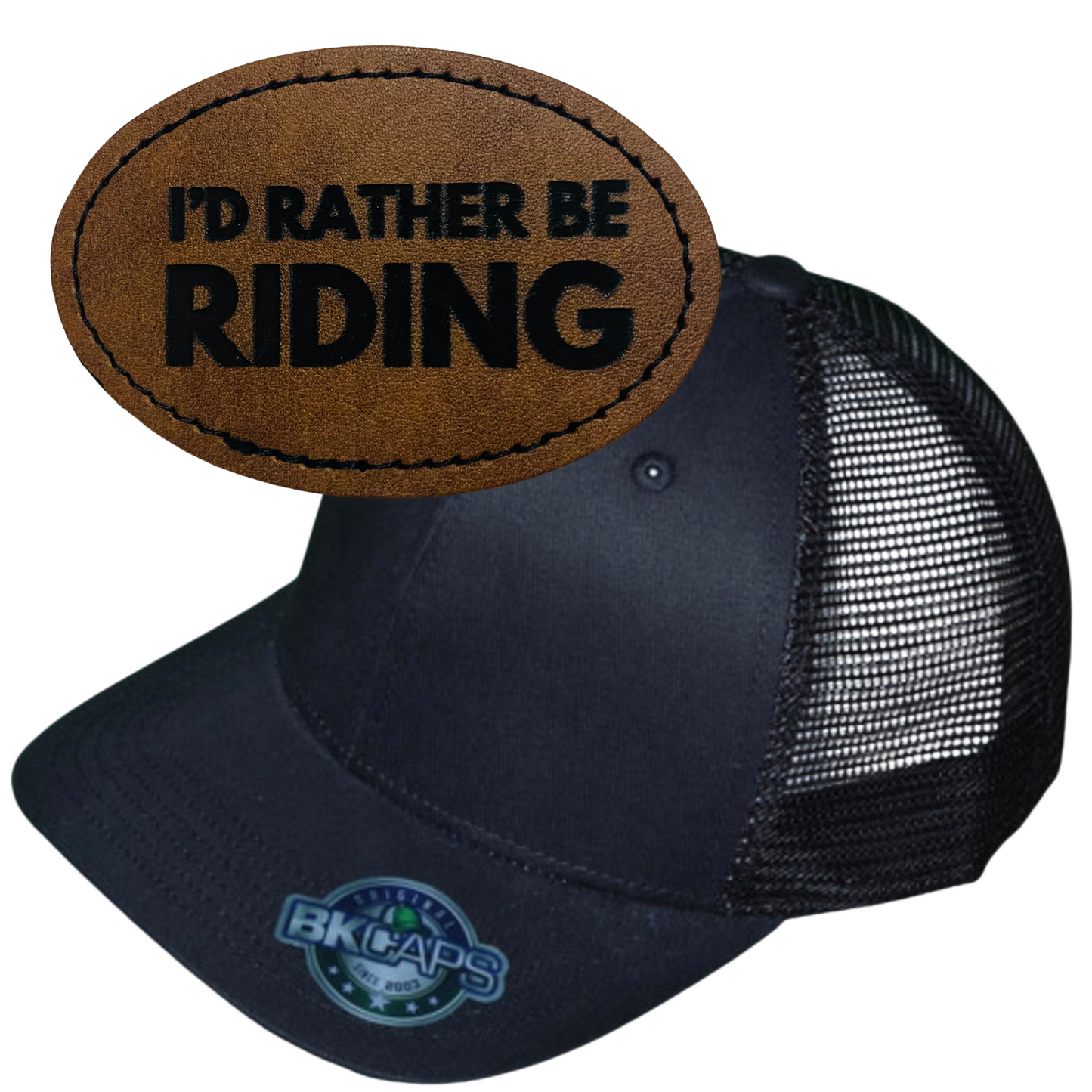 I'D RATHER BE RIDING LEATHER PATCH HAT