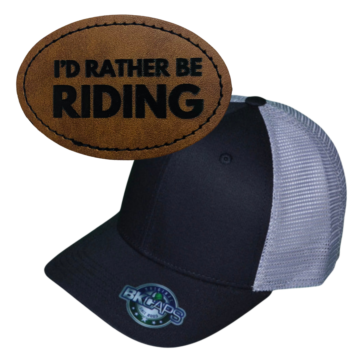 I'D RATHER BE RIDING LEATHER PATCH HAT