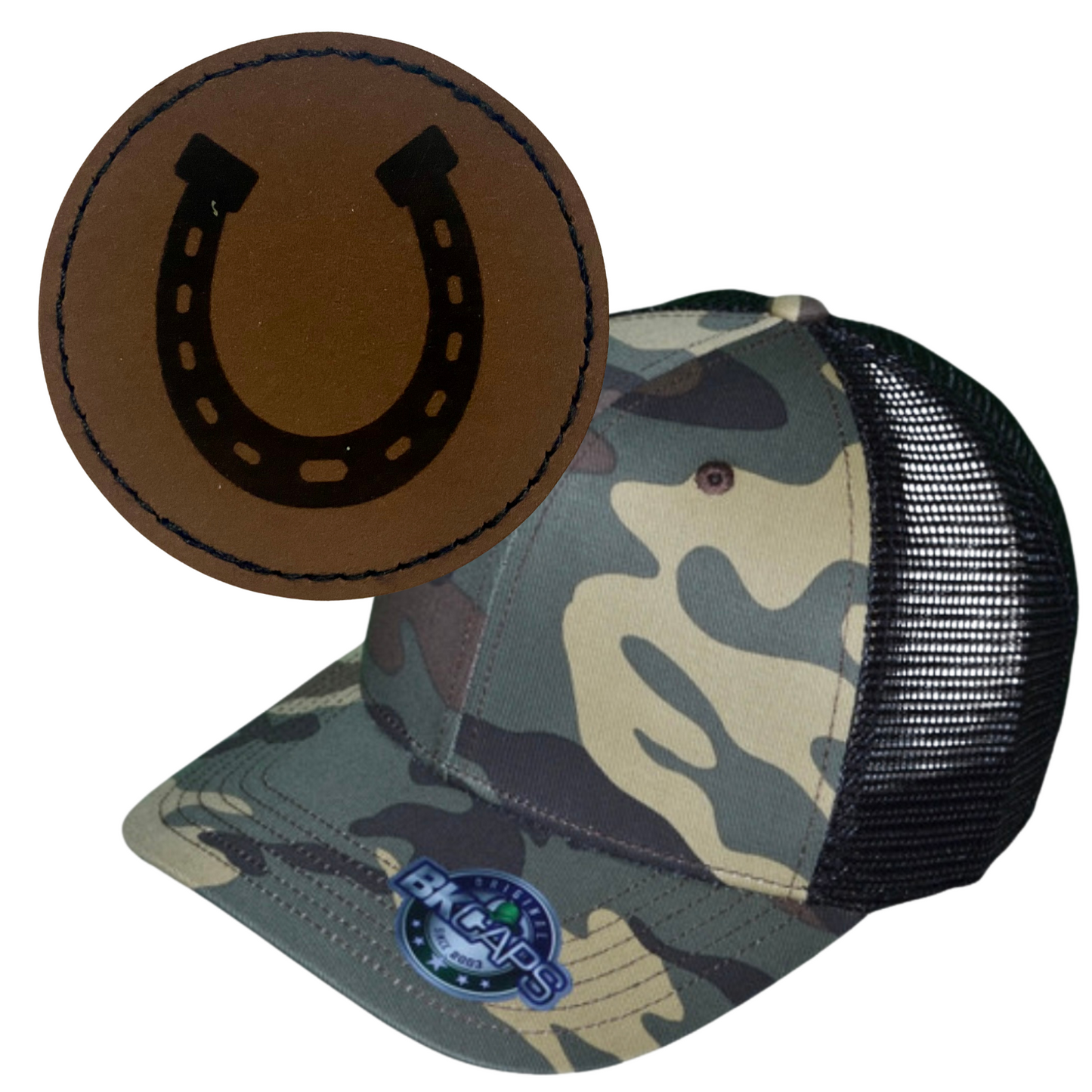 HORSE SHOE LEATHER PATCH HAT