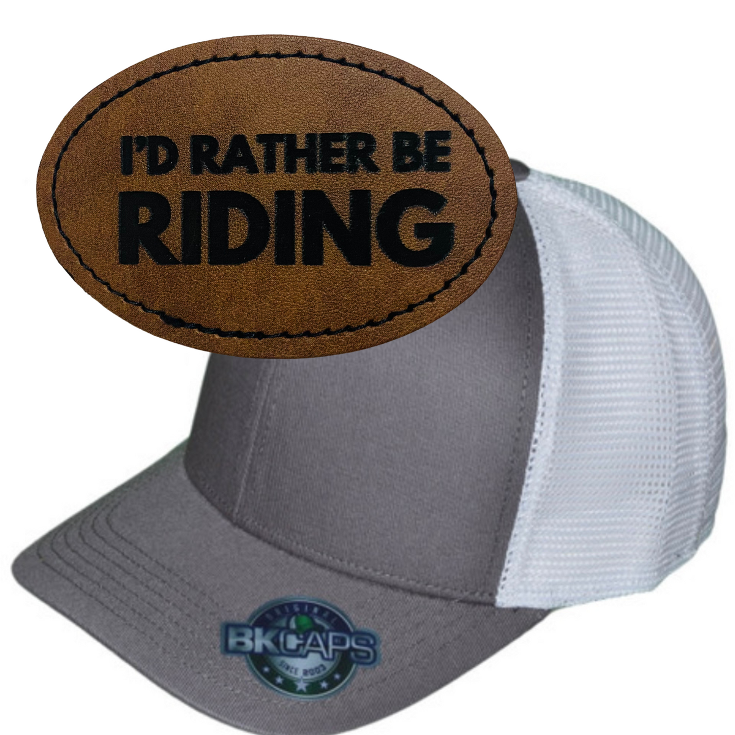 I'D RATHER BE RIDING LEATHER PATCH HAT