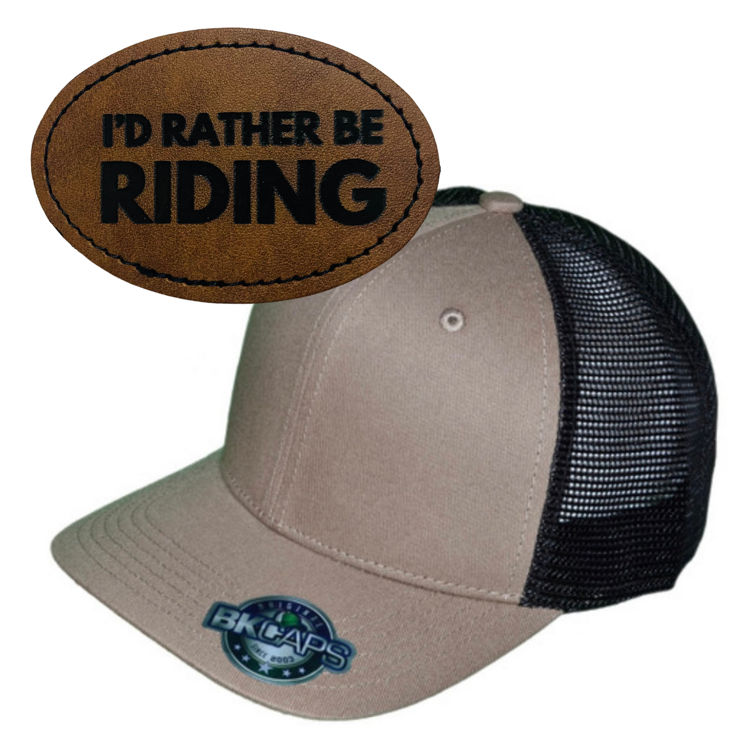 I'D RATHER BE RIDING LEATHER PATCH HAT